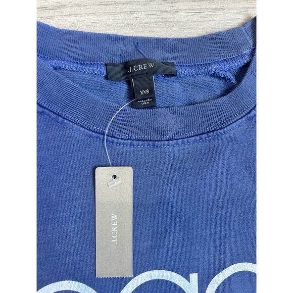 J Crew BEACH BUM Summer 2018 USA Made Raglan Blue Sweatshirt XXS NWT - Picture 2 of 4